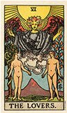 Les amoureux carte de tarot Rider Waite Smith