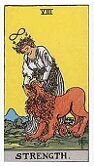 La force carte de tarot Rider Waite Smith