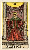 La justice carte de tarot Rider Waite Smith