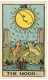 La lune carte de tarot Rider Waite Smith